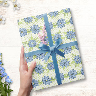 Papel De Regalo Primavera Floral de las flores azules pastorales