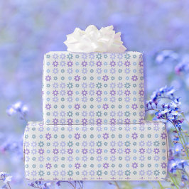 Papel De Regalo Primavera Flores Azules Púrpura Ocasión Especial B