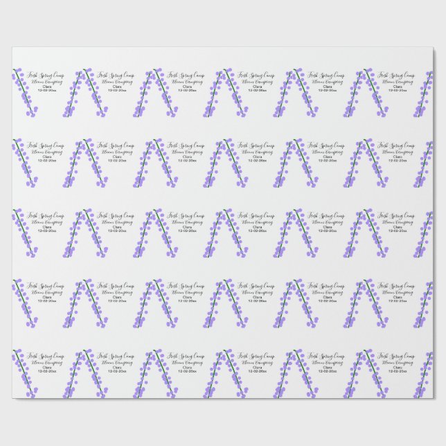 Papel De Regalo Primavera fresca camping lavanda flores nombre fec (Superficie plana)
