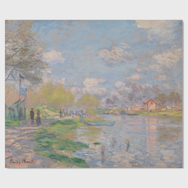 Papel De Regalo Primavera por el Sena de Claude Monet (Superficie plana)