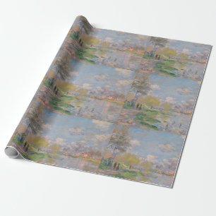 Papel De Regalo Primavera por el Sena de Monet Impresionista