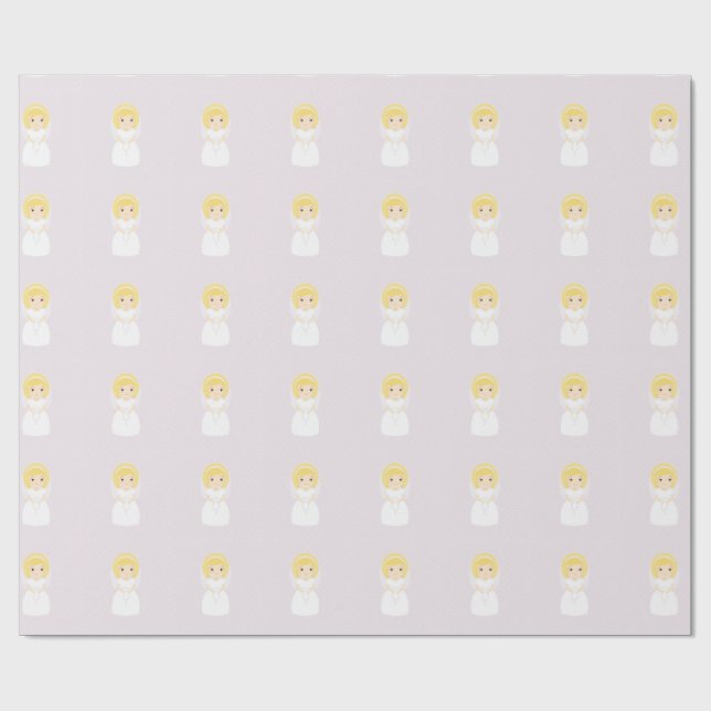 Papel De Regalo Primer chica del Blonde de la comunión santa (Superficie plana)