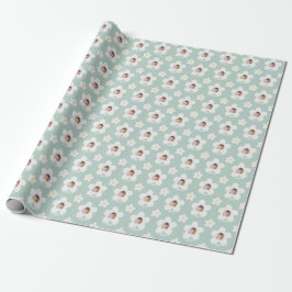 Papel De Regalo Primer cumpleaños daisy boho retro turquesa amaril