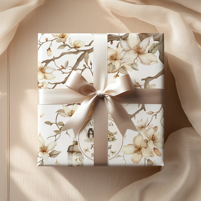 Papel De Regalo Primer cumpleaños de hada Bosque Floral (Subido por el creador)