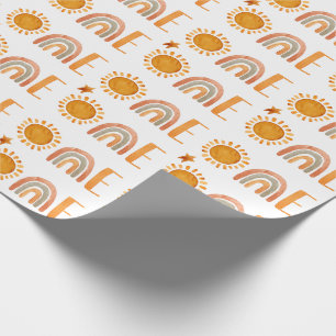 Papel De Regalo Primer cumpleaños de sol acuático y boho arcoiri