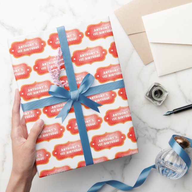 Papel De Regalo Primer cumpleaños del Carnaval de Círculo Moderno (Regalar)