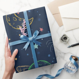 Papel De Regalo Primer cumpleaños del espacio ultraterrestre neutr