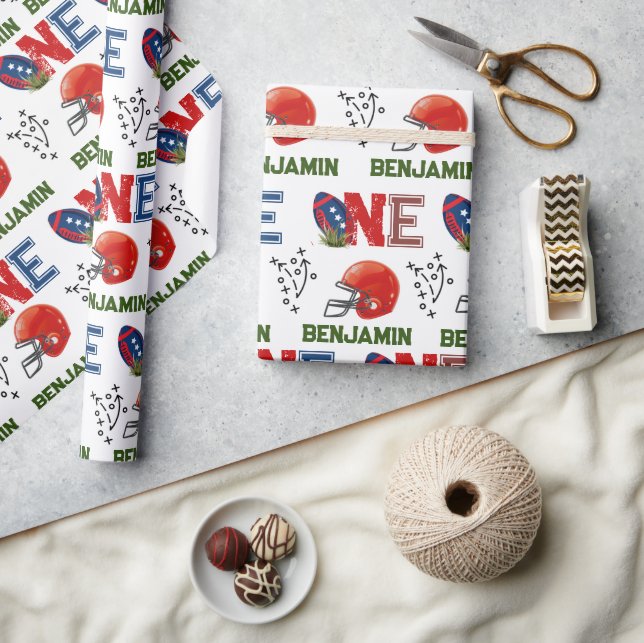 Papel De Regalo Primer cumpleaños del fútbol americano (Artesanía)