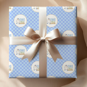 Papel De Regalo Primer cumpleaños del niño Blue One Silly Goose