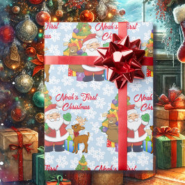 Papel De Regalo Primer nombre personalizado de Navidad del bebé Sa