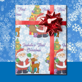 Papel De Regalo Primer nombre personalizado de Papá Noel de Navida