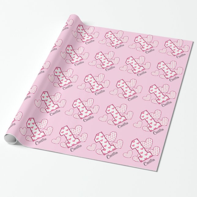 Papel De Regalo Primer personalizado V05F del cumpleaños de los (Desenrollado)