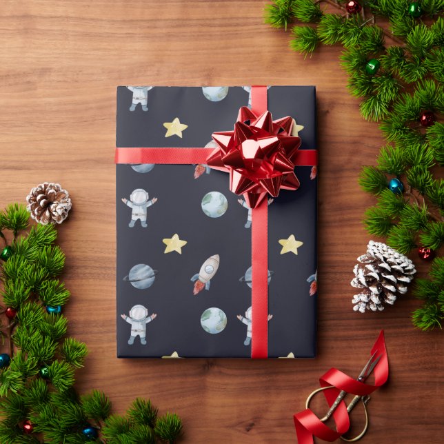 Papel De Regalo Primer Viaje De La Fiesta Del Cumpleaños Espacial  (Regalo de vacaciones)