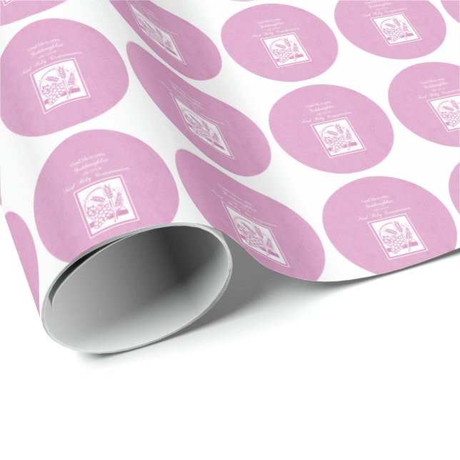 Papel De Regalo Primera Comunión de la ahijada, Rosa (Esquina del rollo)