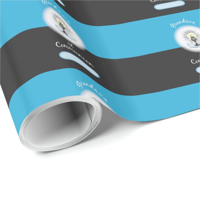 Papel De Regalo Primera comunión del nieto, Copa Azul (Esquina del rollo)