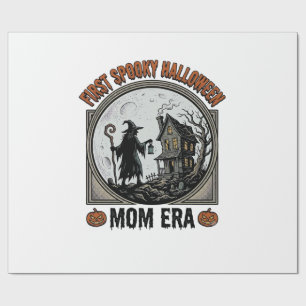 Papel De Regalo Primera Mamá de Halloween Grabado Antiguo Bruja Em