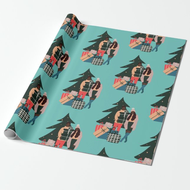Papel De Regalo Primeras Navidades de la Pareja negra (Desenrollado)