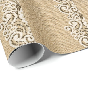 Papel De Regalo primitivo vaquero de campo occidental, burlap y en