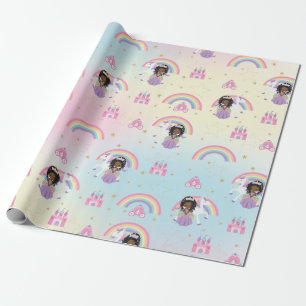 Papel De Regalo Princesa Africana Cuta y cumpleaños del arcoiris d