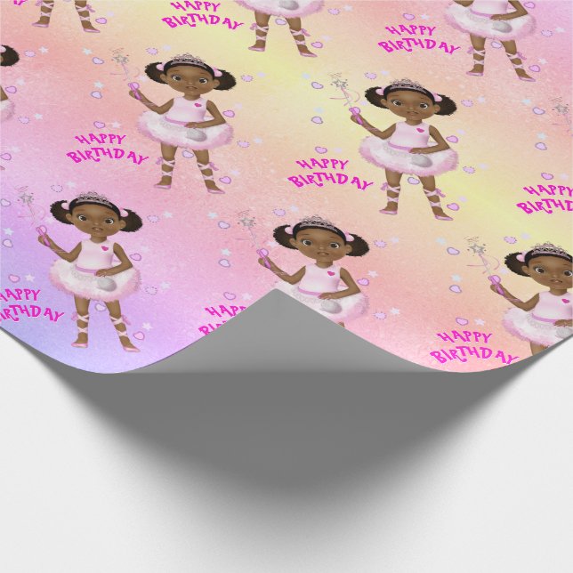 Papel De Regalo Princesa Ballerina de los Hados Africanos (Esquina)