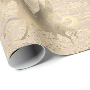 Papel De Regalo Princesa Blush Rose Wood del oro del caballo del