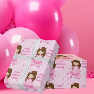 Papel De Regalo Princesa Cuta Feliz cumpleaños Chicas Personalizad