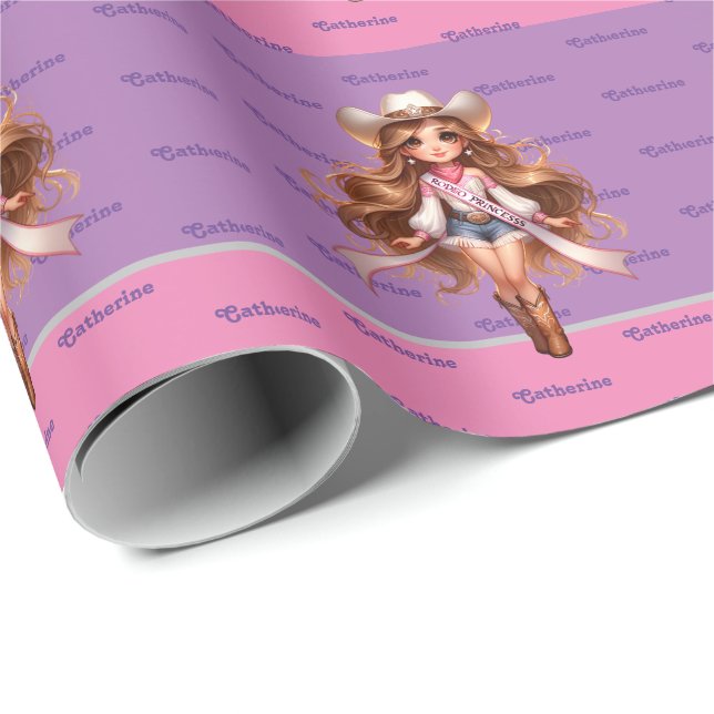 Papel De Regalo Princesa de Rodeo de Niña Occidental 1 Personaliza (Esquina del rollo)