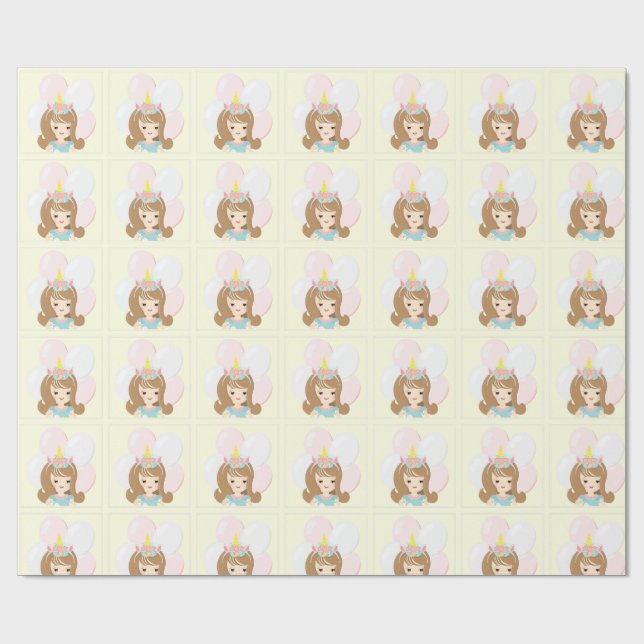 Papel De Regalo Princesa de Unicorn (Superficie plana)