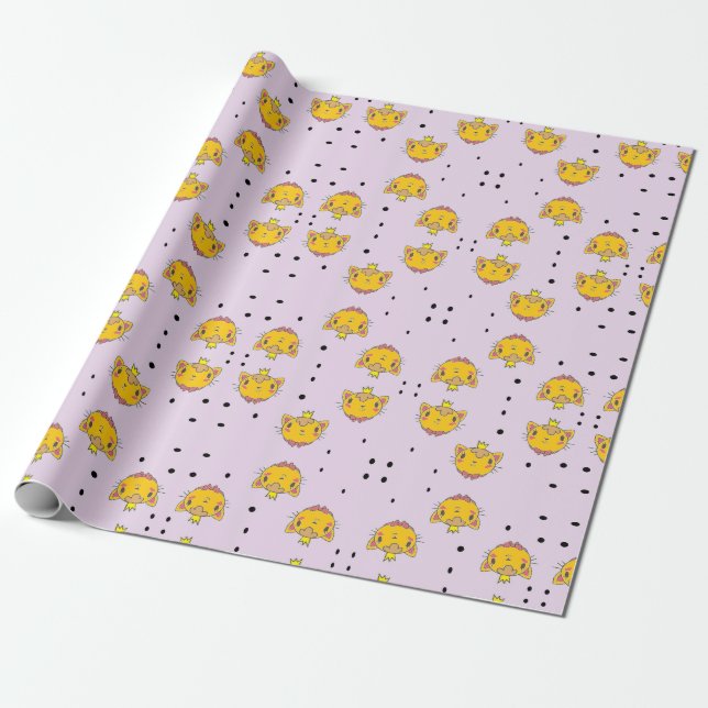 Papel De Regalo Princesa Kitty cat en morado (Desenrollado)