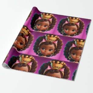 Papel De Regalo Princesa Negra, Niña Chica Negra, Regalía