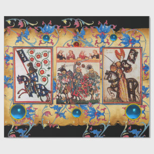 PAPEL DE REGALO PRINCESA PENTHESILEIA Y CABALLERO AZUL A CABALLO