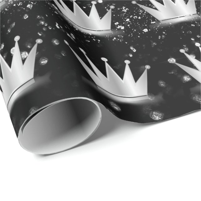 Papel De Regalo Princesa Princesa de Plata Gris Gris Crown Black S (Esquina del rollo)