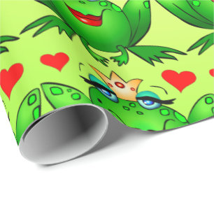 Papel De Regalo Princesa Rana Corazones Verde Alegre
