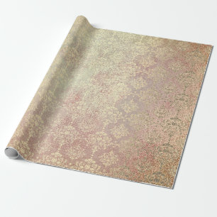 Papel De Regalo Princesa real de Damasco metálico Rosa de cobre do