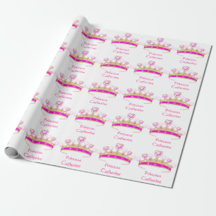 Papel De Regalo Princesa rosada bonita Crown Optional Custom Name