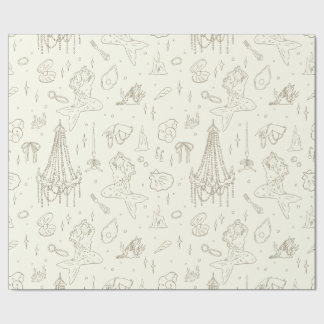 Papel De Regalo Princesa Sirena Fantasía Oceánica Patrón Toile Bei