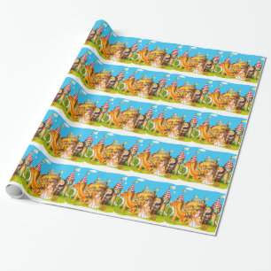 Papel De Regalo Princesa y caballeros que se colocan delante del