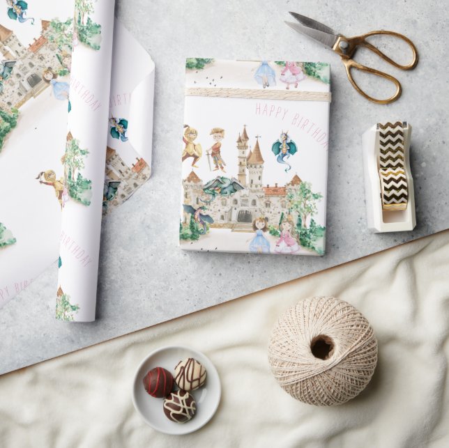 Papel De Regalo Princesas, caballeros y dragones Cumpleaños de la  (Artesanía)