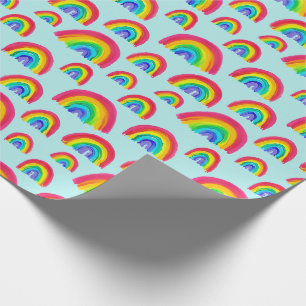 Papel De Regalo Prioroso Arcos de lluvia Azul claro pintado a mano