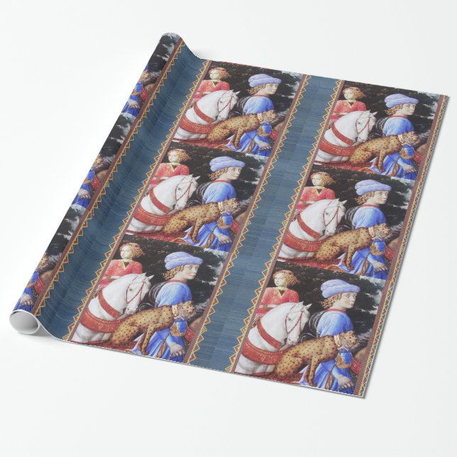 Papel De Regalo Procesión de Magus Melchior, Caballos Riders, Gato (Desenrollado)
