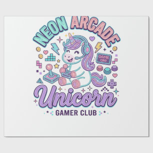 Papel De Regalo Producto Gr de estilo retro de unicornio de neón d