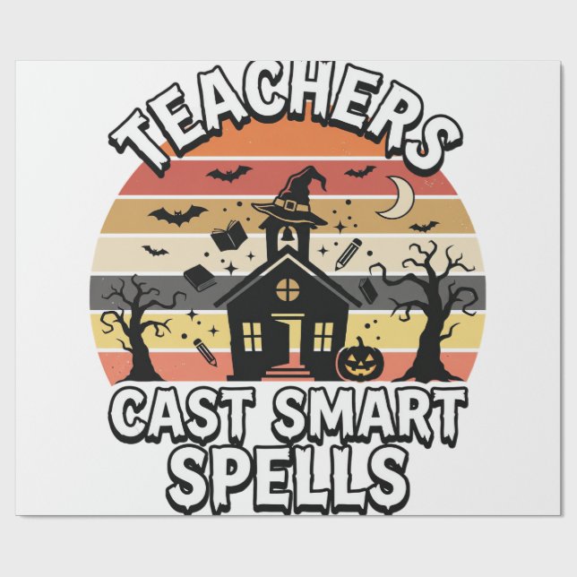 Papel De Regalo Profesor de Halloween Fantasmadas Inteligentes (Superficie plana)