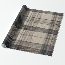 Papel De Regalo Professional Charcoal Grey and Tan Plaid Wrapping 