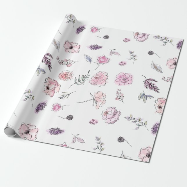 Papel De Regalo Promoción Moda bohemia Floral Boho Chica Rosa (Desenrollado)