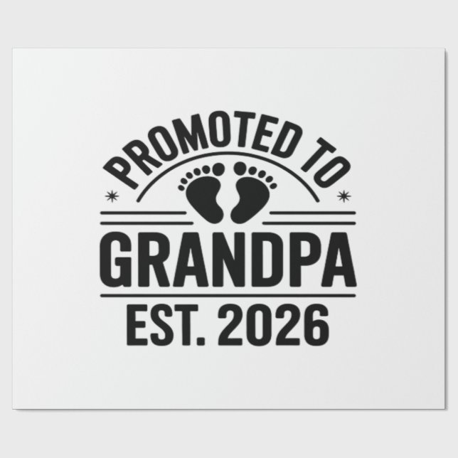 Papel De Regalo Promoted to Grandpa, Est. 2026, Funny New Grandpa  (Superficie plana)