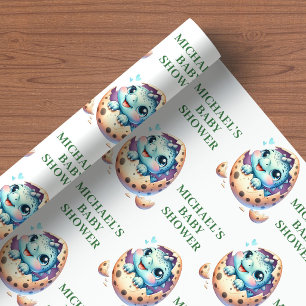 Papel De Regalo Pronto saldrá del cascarón Bebé Dino Adorable Pape