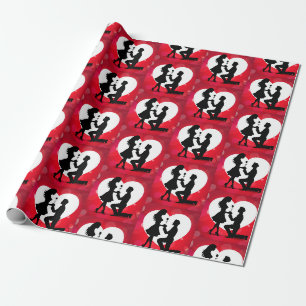 Papel De Regalo Propuesta de corazón Silueta Roja