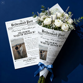 Papel De Regalo Propuesta de Dama de Honor Flor de Periódico Envol