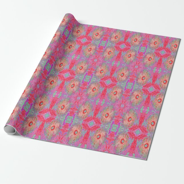 Papel De Regalo Psicodelia del arco iris retro (Desenrollado)