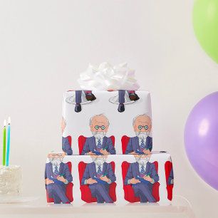 Papel De Regalo Psicólogo con traje y bloc de notas sentado